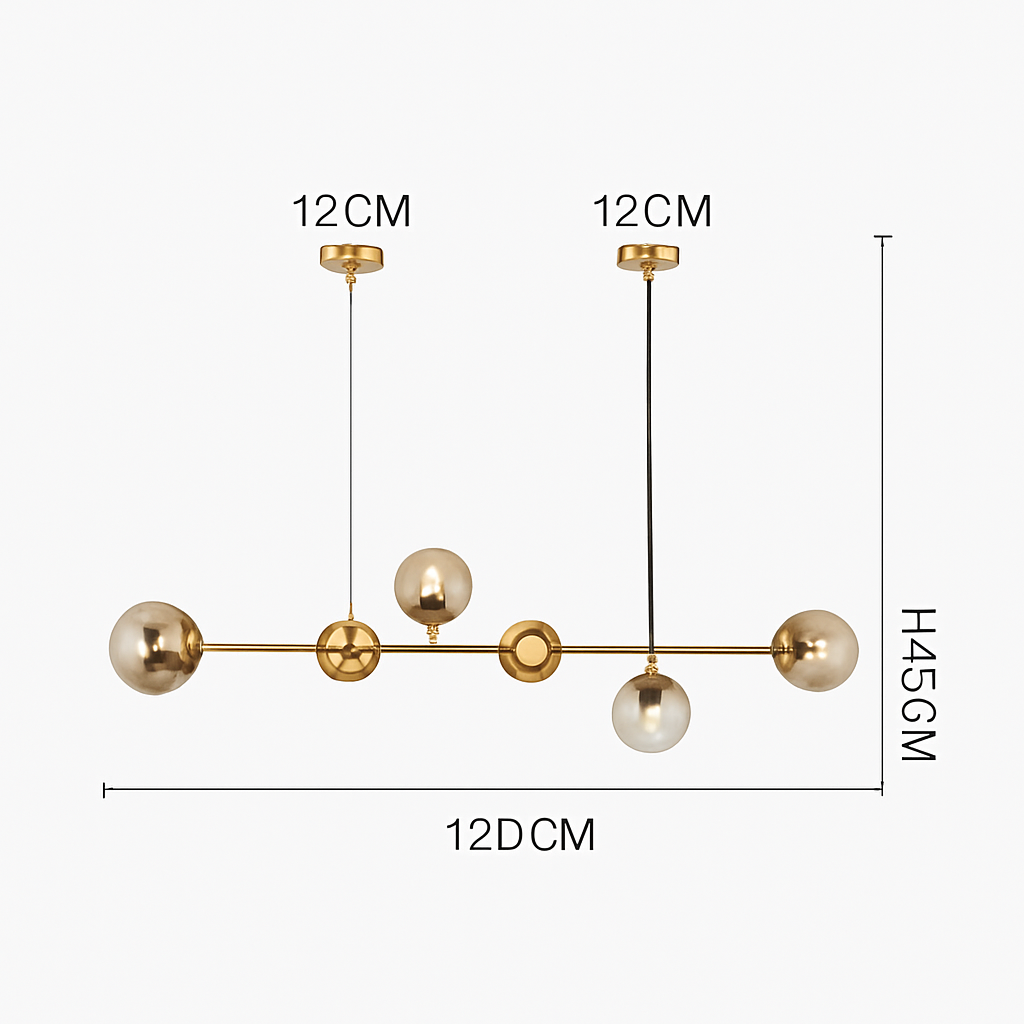 Suspension design LED allongée avec plusieurs abats-jour métal - vue 6 sur 6