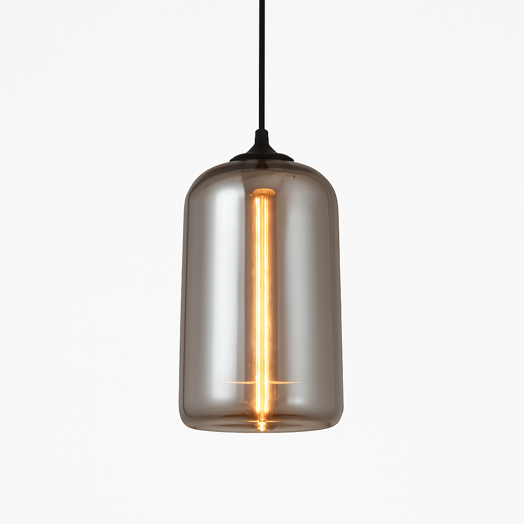 Suspension design LED aux formes arrondies en verre avec ampoule industrielle - vue 6 sur 9