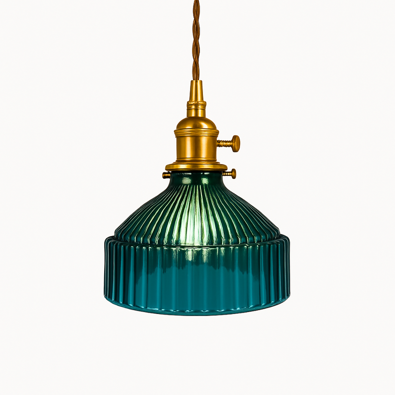 Suspension design à LED avec abat-jour en verre coloré Loft