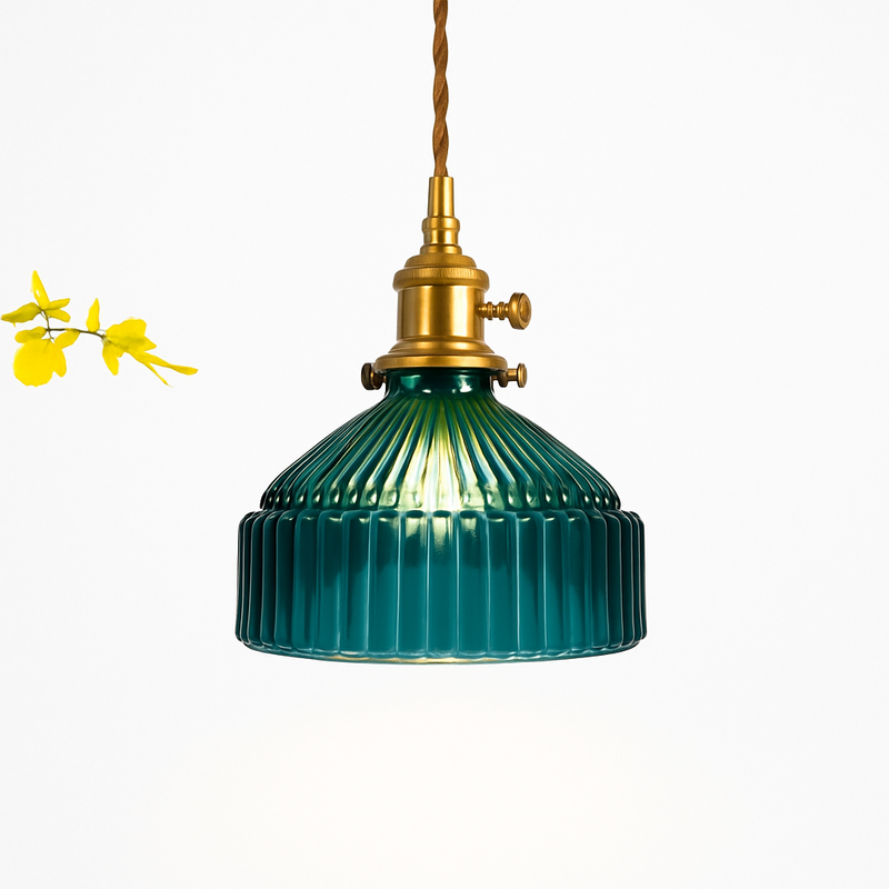 Suspension design à LED avec abat-jour en verre coloré Loft