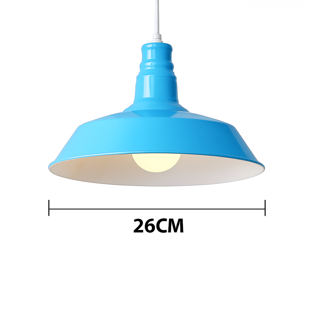 Suspension design LED avec abat-jour macaron coloré Loft - vue 3 sur 9