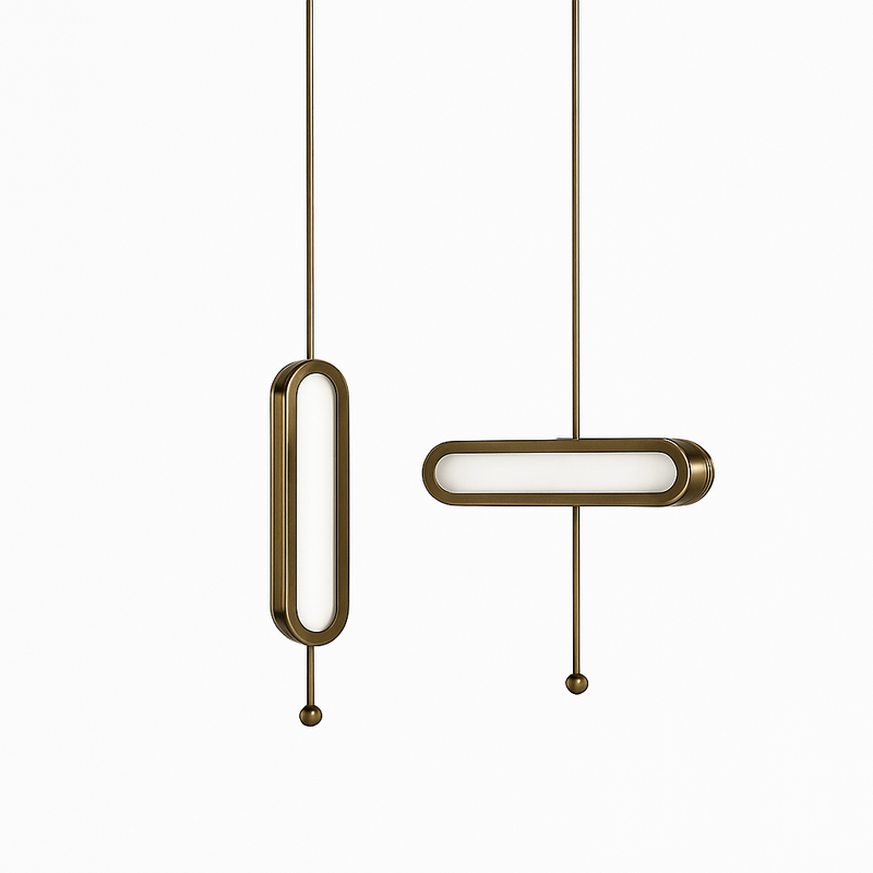Suspension design LED avec double base dorée arrondie style Luxury