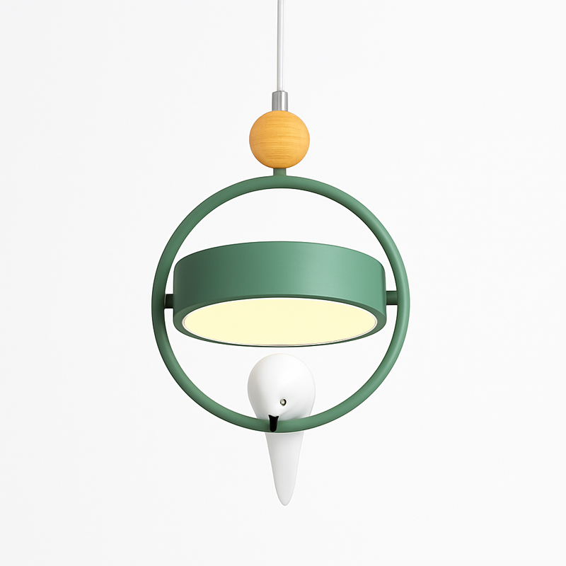 Suspension design LED avec petit oiseau suspendu Bessie