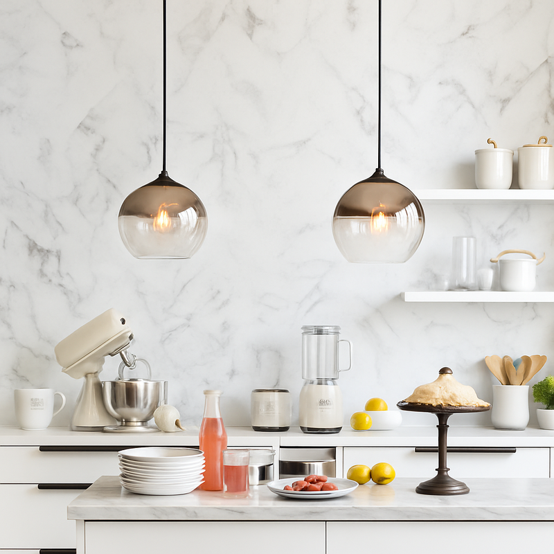 Suspension design LED en boule de verre Loft