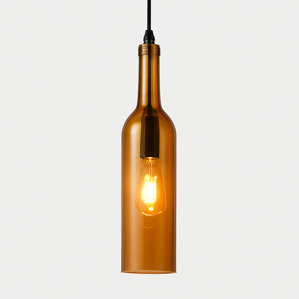 Suspension design à LED en forme de bouteille en verre de couleur - vue 7 sur 12