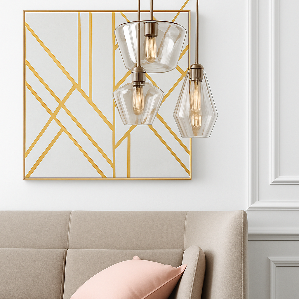 Suspension design à LED en métal et verre de plusieurs formes - vue 3 sur 13