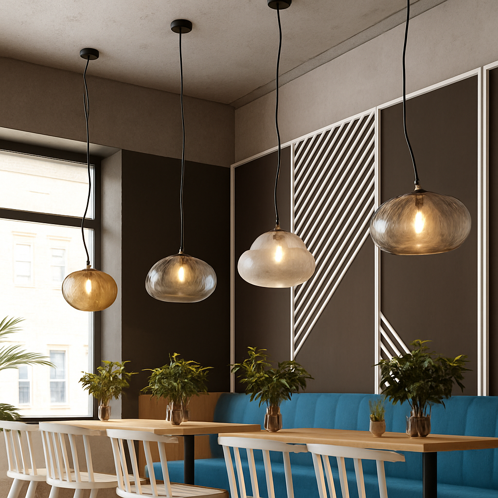 Suspension design à LED en verre soufflé style hang - vue 5 sur 8