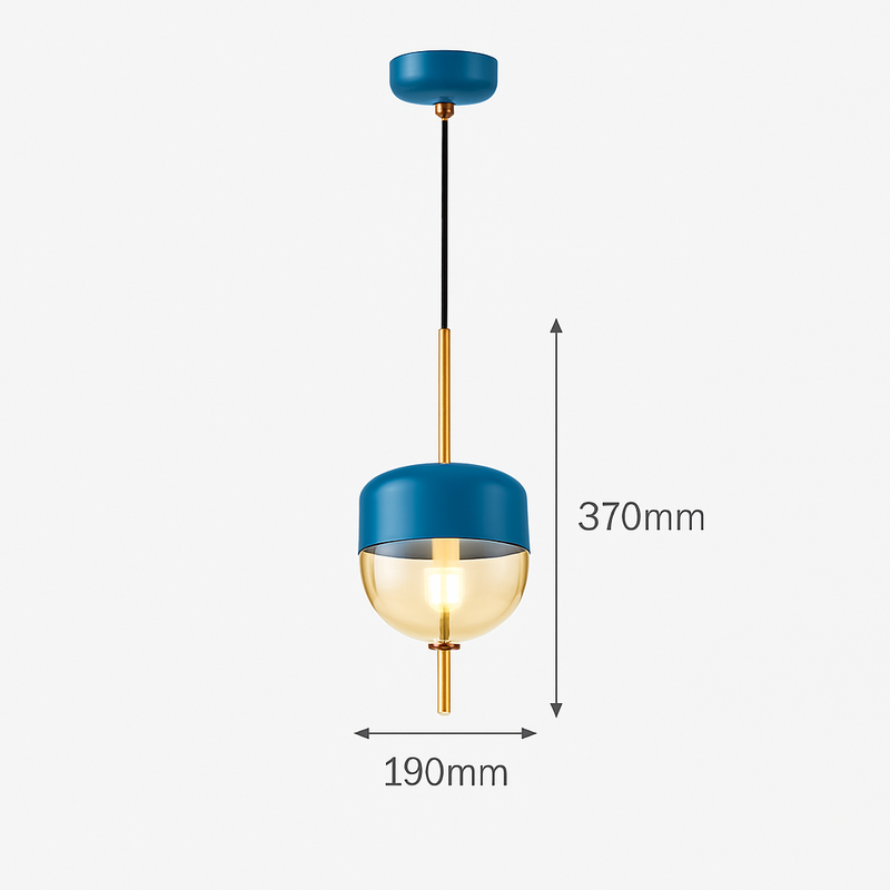 Suspension design moderne en verre en forme de goutte bleue