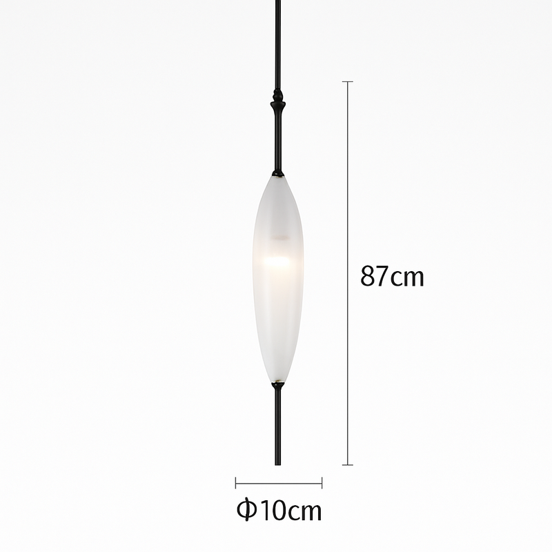 Suspension design moderne en verre en forme de goutte bleue