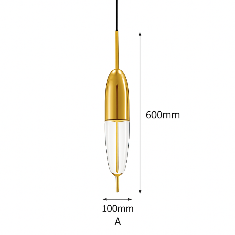 Suspension design moderne en verre en forme de goutte bleue