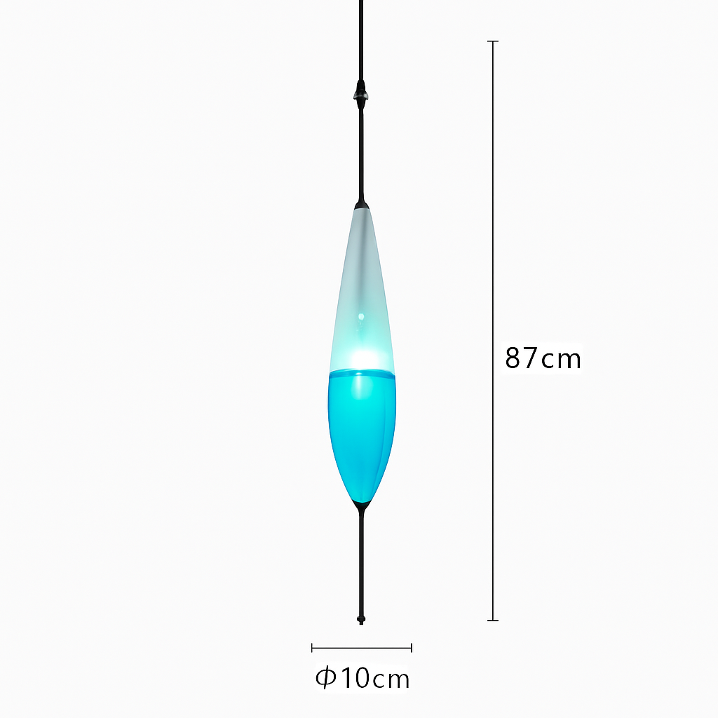 Suspension design moderne en verre en forme de goutte bleue - vue 10 sur 19
