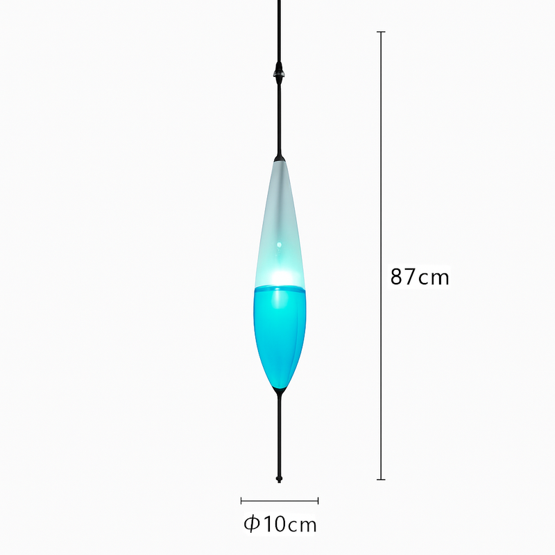 Suspension design moderne en verre en forme de goutte bleue