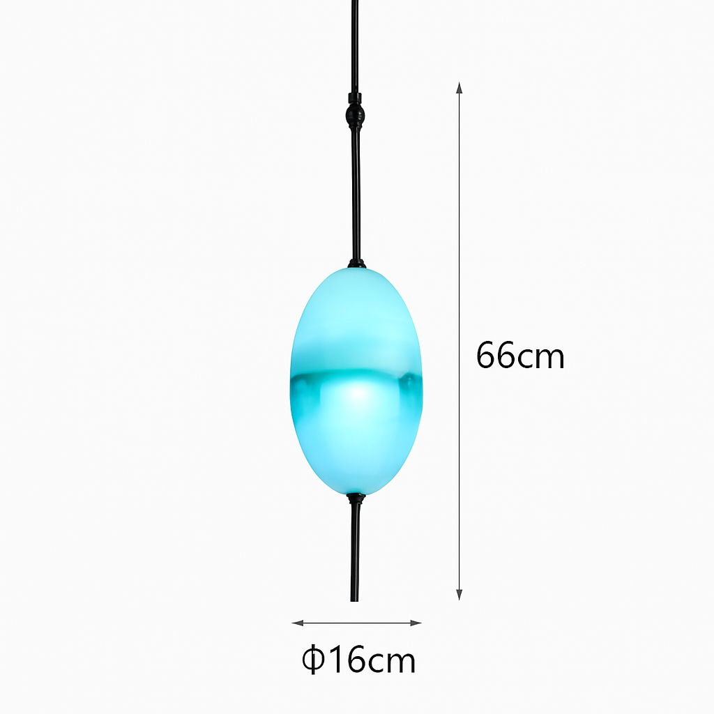 Suspension design moderne en verre en forme de goutte bleue - vue 11 sur 19