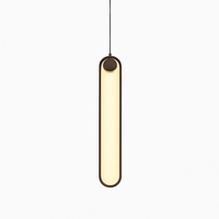 Suspension design moderne LED en anneau allongé noir ou doré Hang