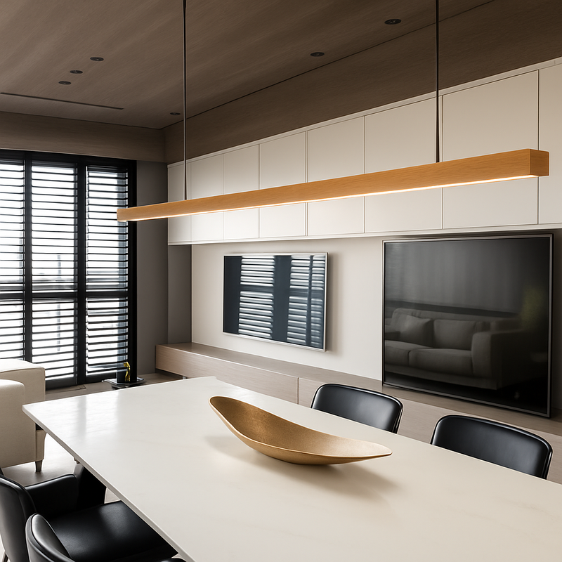 Suspension design moderne LED en bois allongé Hang