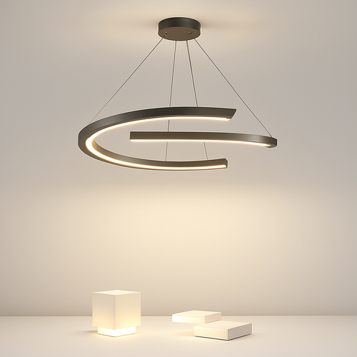 suspension design nordique moderne simple anneau luminaire - vue 2 sur 12