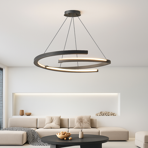 suspension design nordique moderne simple anneau luminaire - vue 3 sur 12