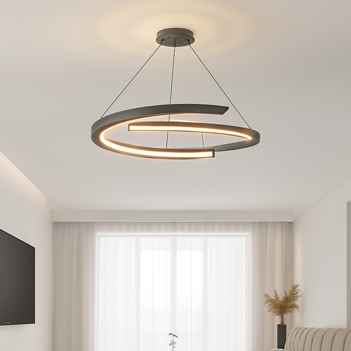 suspension design nordique moderne simple anneau luminaire - vue 4 sur 12