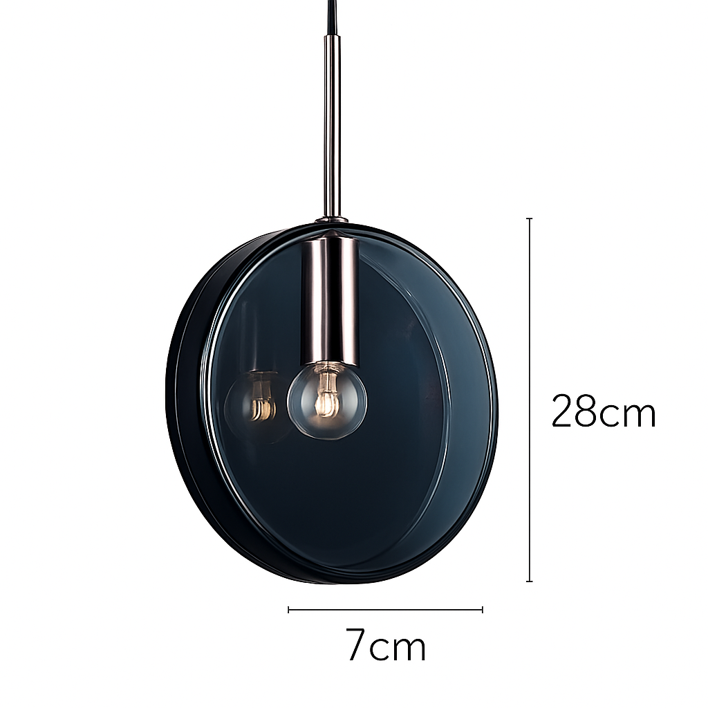 Suspension design ronde en verre bleue Dining - vue 8 sur 9
