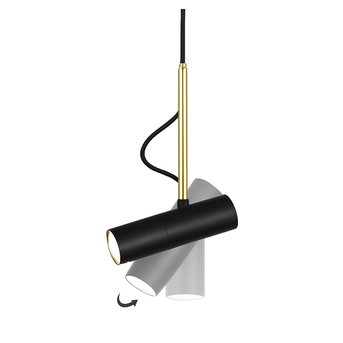 Suspension design spot orientable et tige dorée - vue 9 sur 11