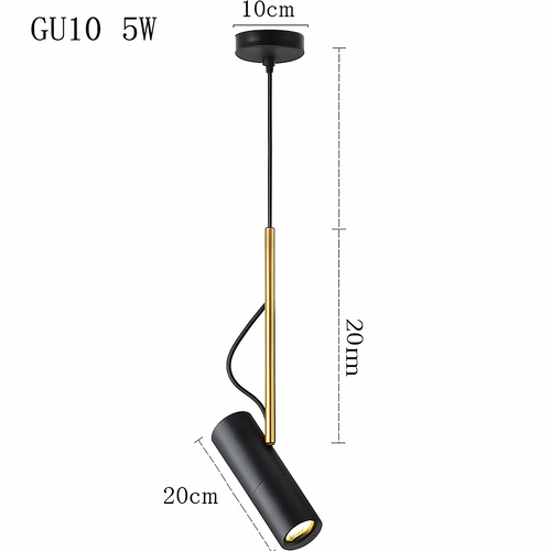 Suspension design spot orientable et tige dorée - vue 10 sur 11