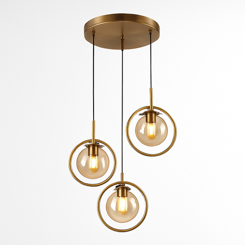Suspension dorée à LED design boule en verre fumé - vue 12 sur 12