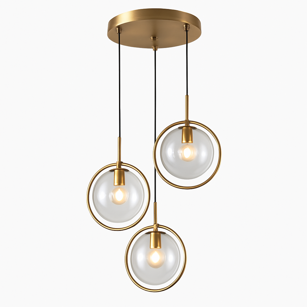 Suspension dorée à LED design boule en verre fumé - vue 12 sur 12