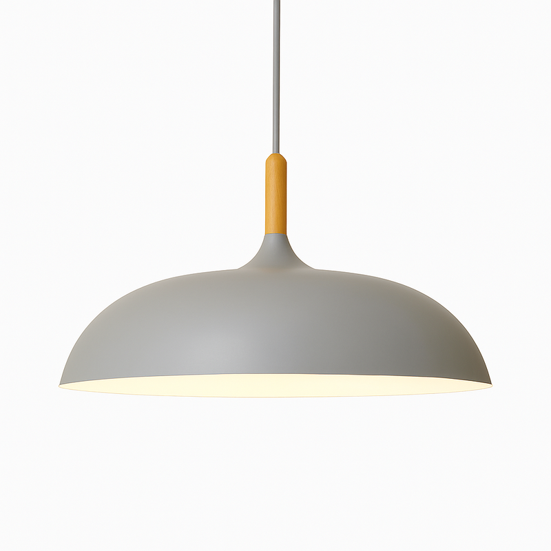 Suspension en aluminium de couleur et tige en bois Wood