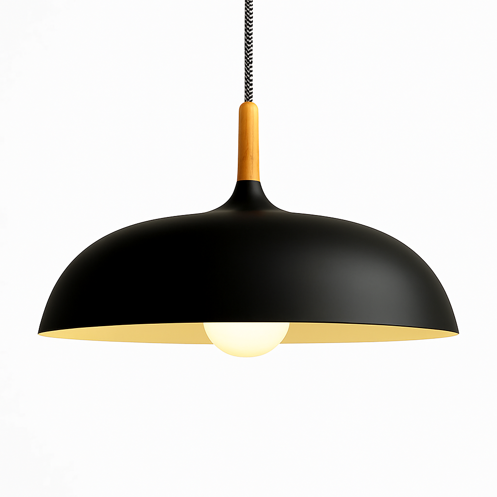 Suspension en aluminium de couleur et tige en bois Wood - vue 8 sur 13