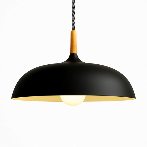 Suspension en aluminium de couleur et tige en bois Wood