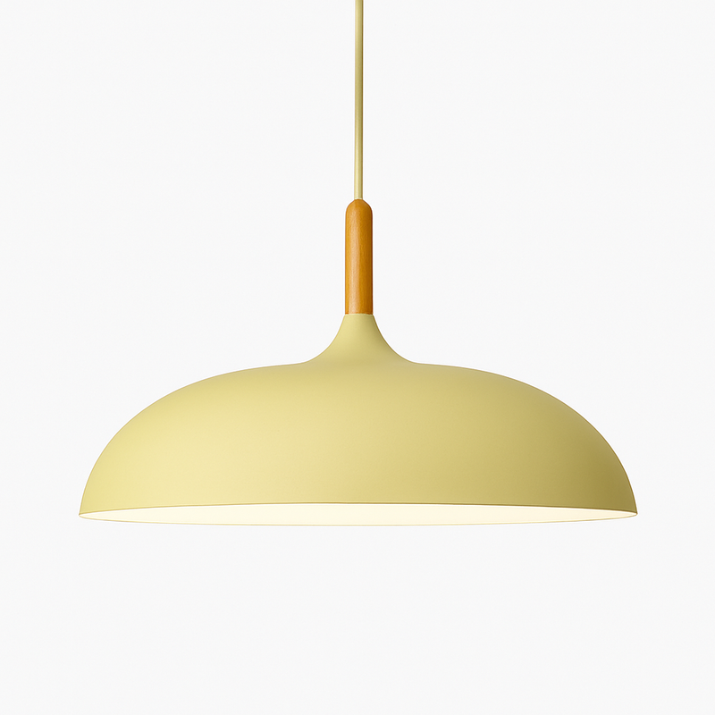 Suspension en aluminium de couleur et tige en bois Wood