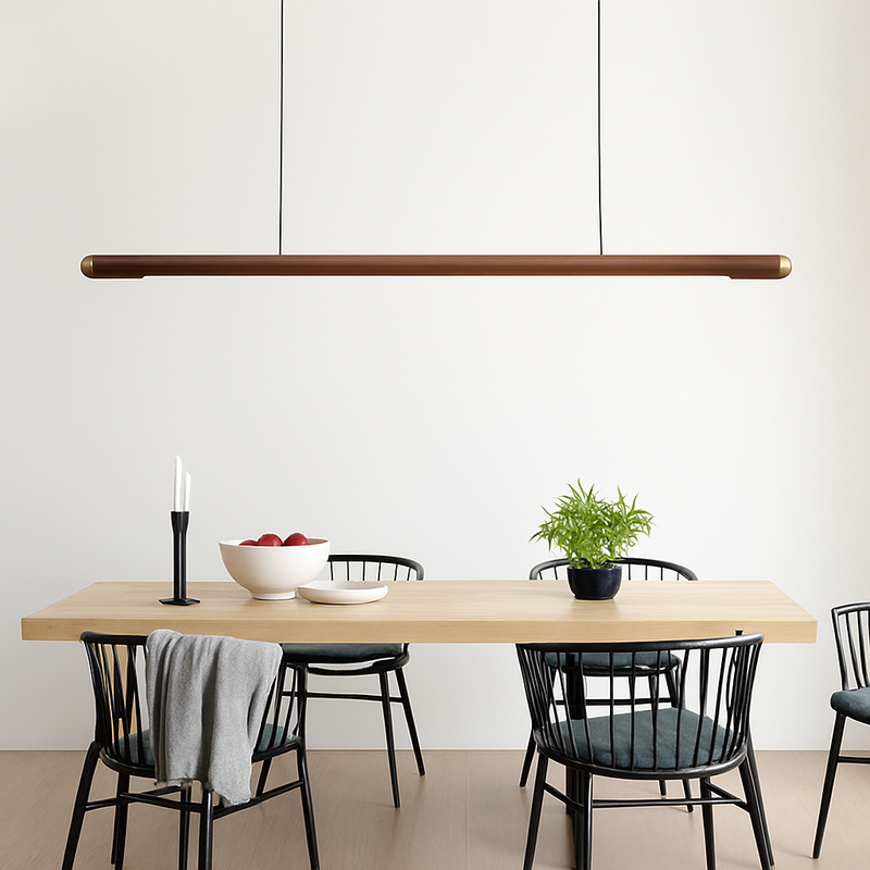 suspension en bois design minimaliste led longue bande