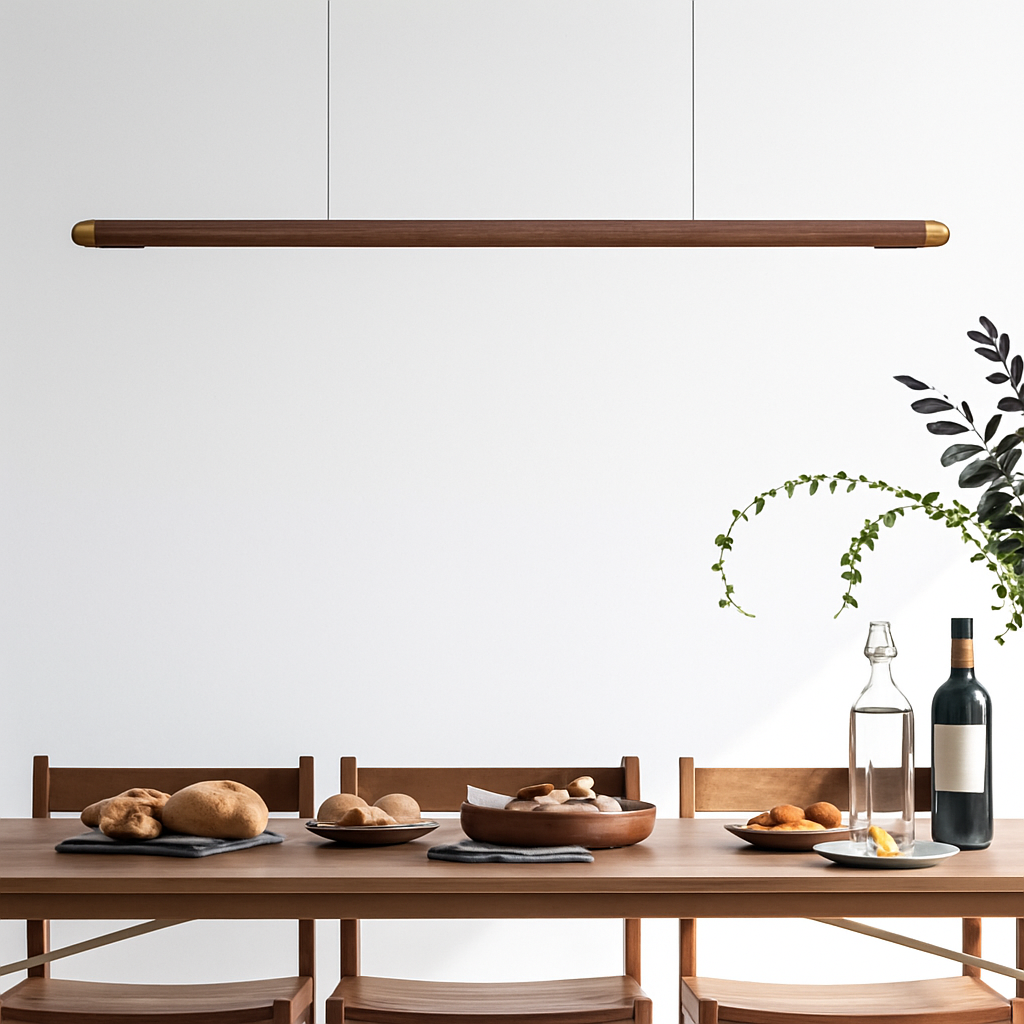 suspension en bois design minimaliste led longue bande - vue 3 sur 9