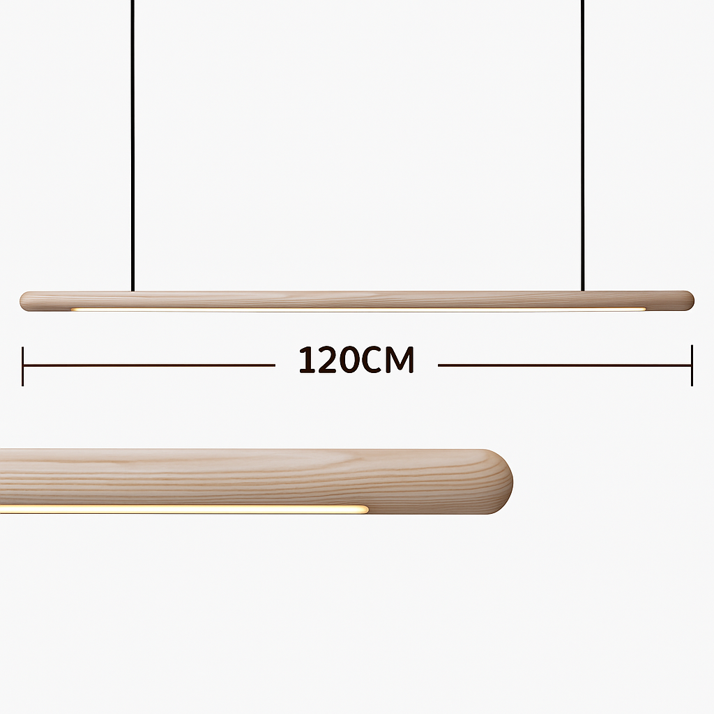 suspension en bois design minimaliste led longue bande - vue 5 sur 9