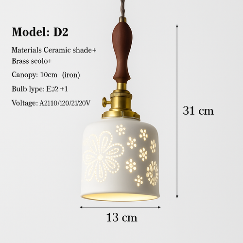 suspension en céramique nordique moderne avec motif floral