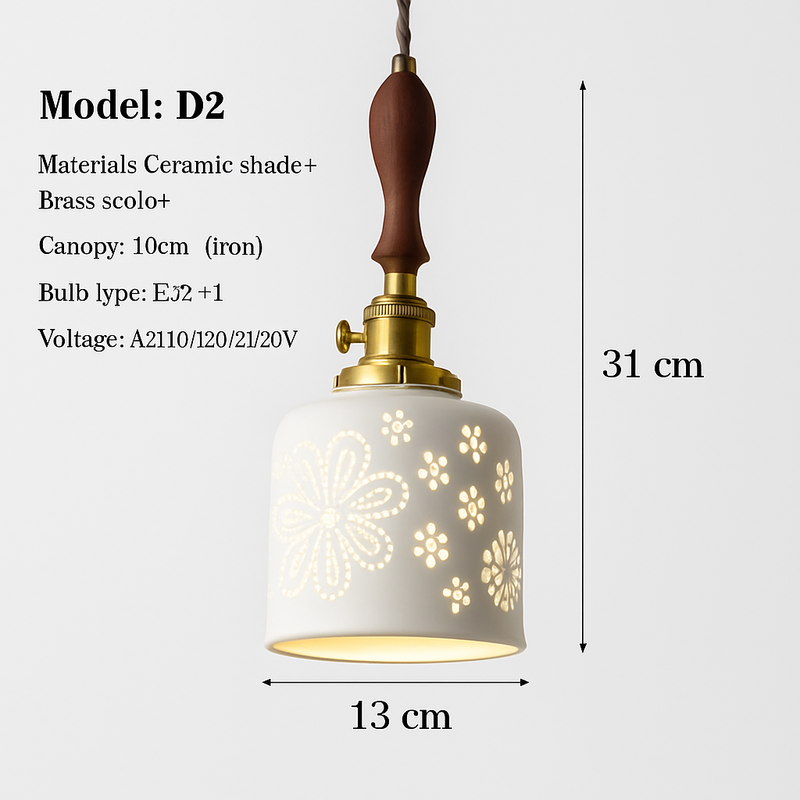 suspension en céramique nordique moderne avec motif floral