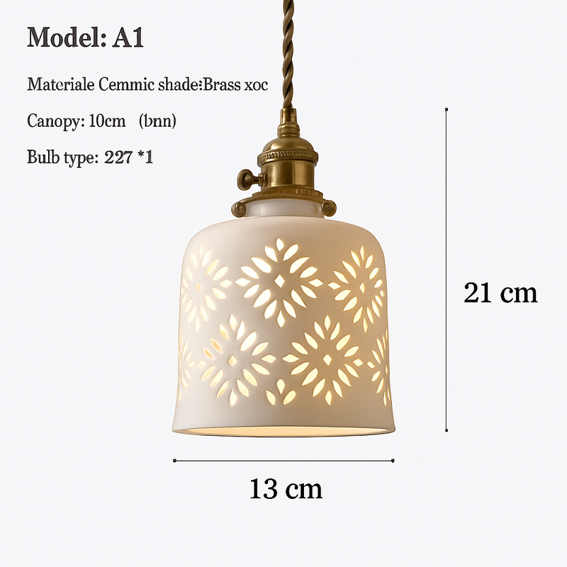 suspension en céramique nordique moderne avec motif floral