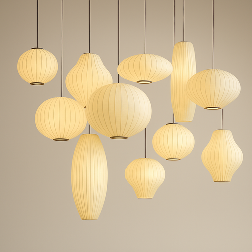 suspension en soie design pour éclairage intérieur moderne - vue 3 sur 27