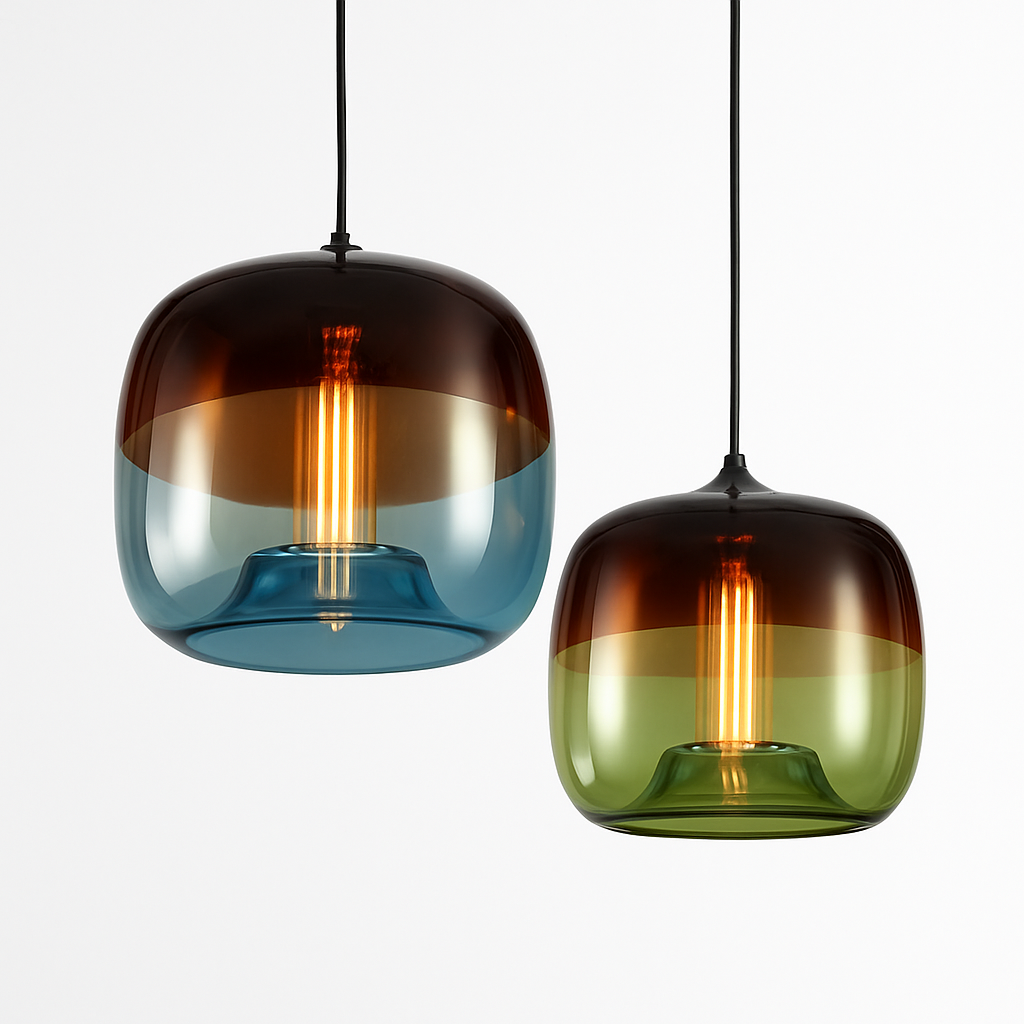 Suspension en verre coloré design à LED Apple - vue 5 sur 5