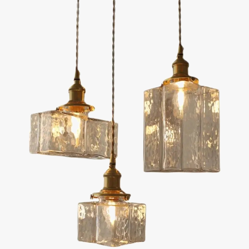 Suspension en verre de décoration de la maison japonaise Vintage en laiton rustique LED plafonniers suspendus pour lustres de Table à manger de chambre à coucher