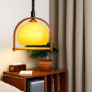 suspension en verre et bois foncé réglable en hauteur 	 style