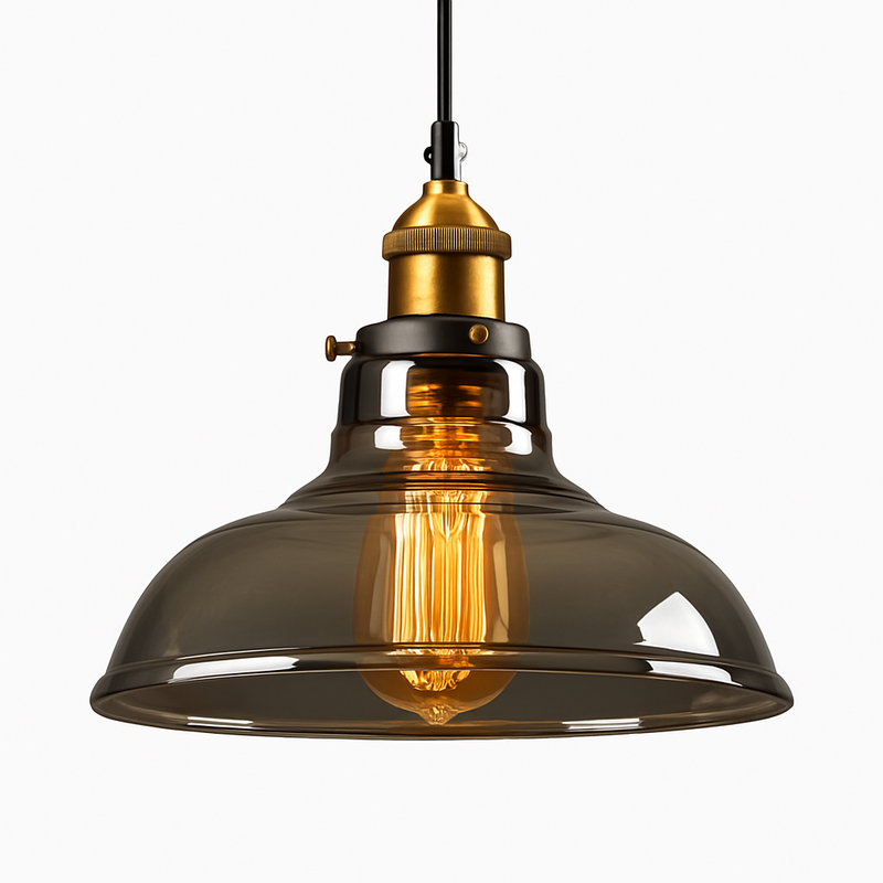 Suspension en verre fumé Vintage