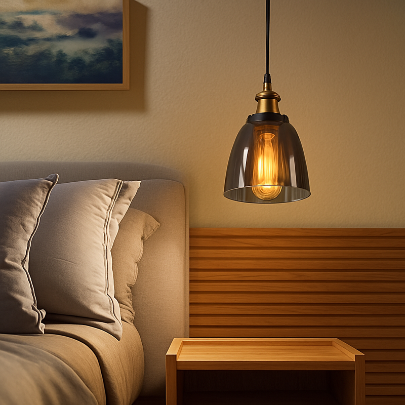 Suspension en verre fumé Vintage