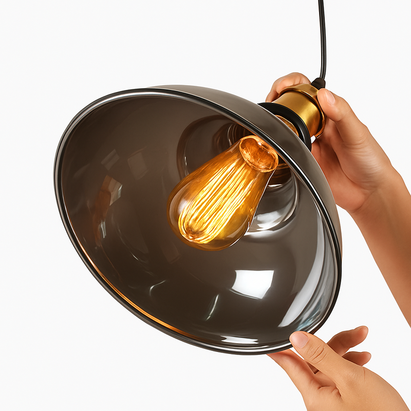 Suspension en verre fumé Vintage