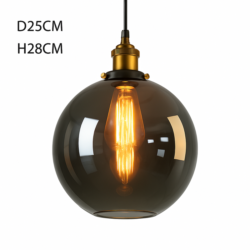 Suspension en verre fumé Vintage