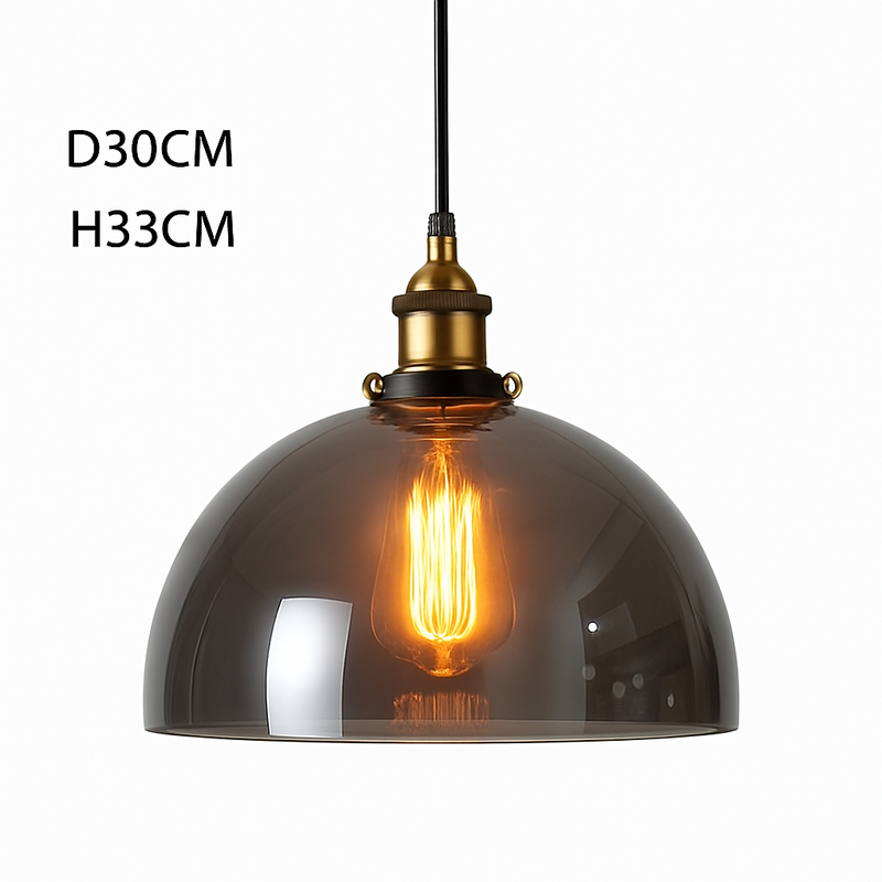 Suspension en verre fumé Vintage