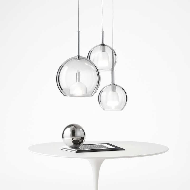 Suspension en verre LED pour cuisine île salon gris intérieur décor