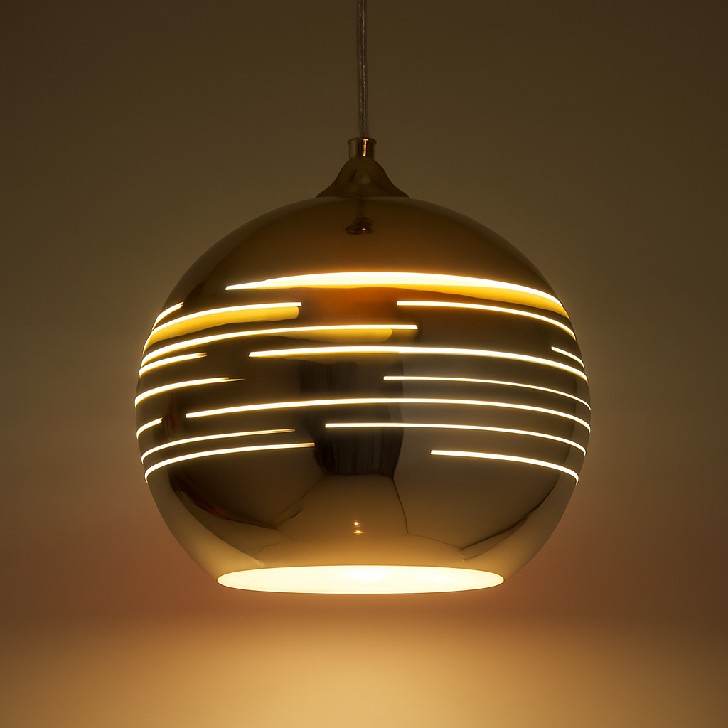 suspension en verre miroir pour loft bar et restaurant - vue 3 sur 6
