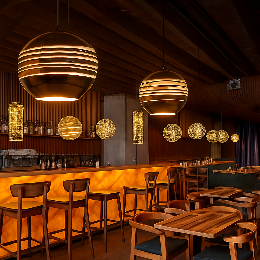 suspension en verre miroir pour loft bar et restaurant - vue 4 sur 6