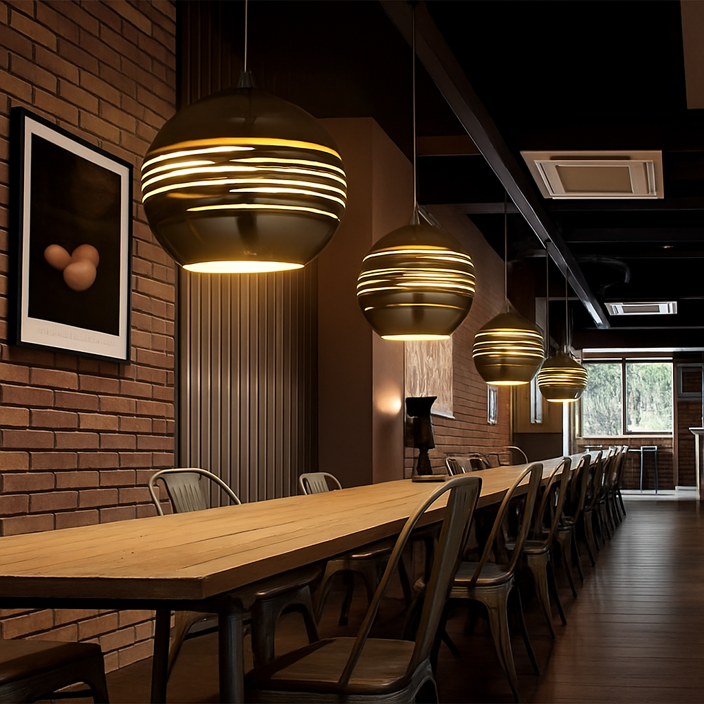 suspension en verre miroir pour loft bar et restaurant - vue 5 sur 6